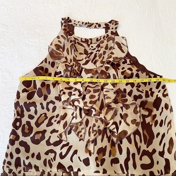 Willi Smith Ruffle Front Leopard Halter Top - L - Picture 7 of 15